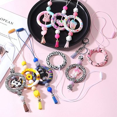 5Pcs Ring Food Grade Eco-Friendly Silicone Focal Beads JX894N-1
