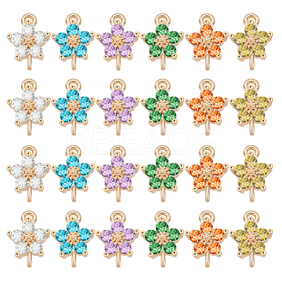 24Pcs 6 Colors Transparent Glass Connector Charms GLAA-GA0001-73-1