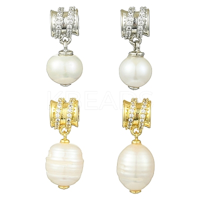 4Pcs 2 Colors Rack Plating Brass Micro Pave Clear Cubic Zirconia Pendants KK-CJ0002-71-1