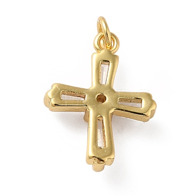 Rack Plating Brass Micro Pave Cubic Zirconia Pendants KK-E281-15G-1