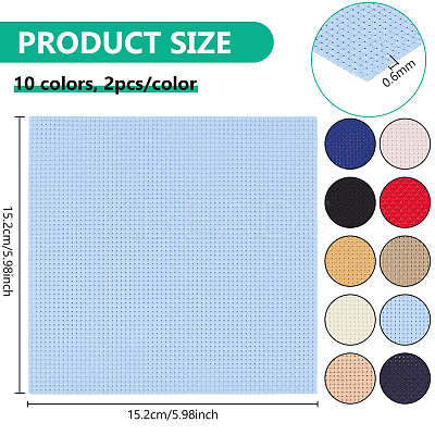 20Pcs 10 Colors Square Cross Stitch Fabric Sheets DIY-BC0015-39-1