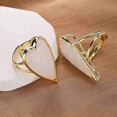 Heart Natural Gemstone Finger Rings RJEW-M076-03G-1