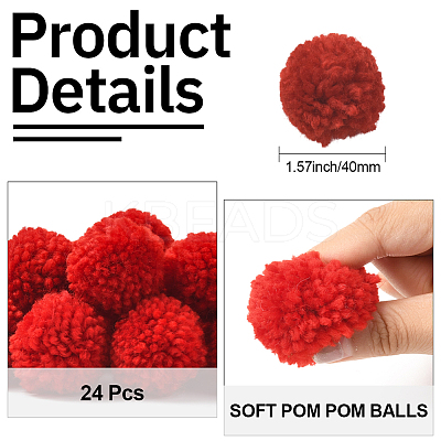 24Pcs Wool Soft Pompom Ball DIY-SC0031-31C-01-1