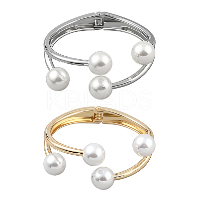 2Pcs 2 Colors Alloy Cuff Bangles BJEW-GO0001-06-1