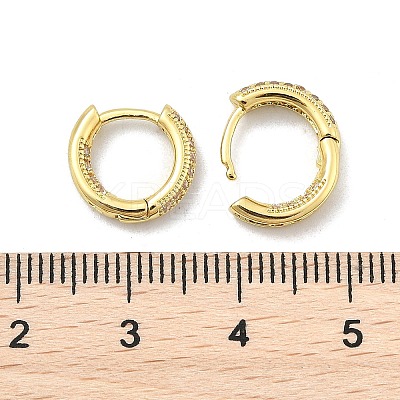 Brass Micro Pave Clear Cubic Zirconia Hoop Earrings LS-EJEW-D311-101G-1