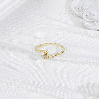 1Pc Alloy Micro Pave Clear Cubic Zirconia Finger Rings for Women RJEW-LP0002-16G-1