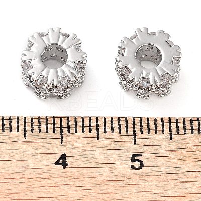 Brass Micro Pave Clear Cubic Zirconia Beads KK-U028-29P-1