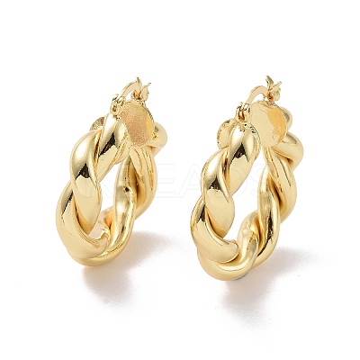 Rack Plating Brass Twist Rope Thick Hoop Earrings for Women X-EJEW-G315-03G-1