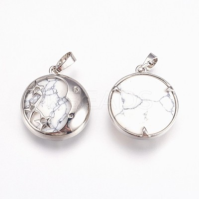 Natural Howlite Pendants G-P378-B06-1