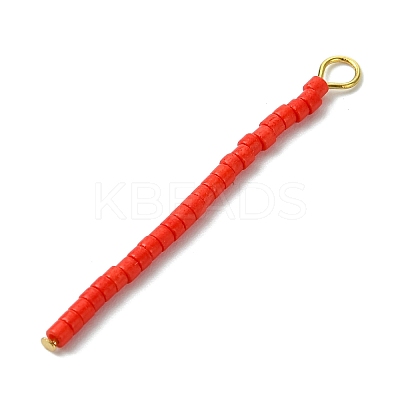 Cylinder Seed Beads with 304 Stainless Steel Flat Head Pins Pendants PALLOY-JF03293-1