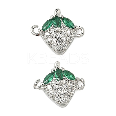 Brass Pave Green & Clear Cubic Zirconia Fruit Connector Charms KK-Z109-01P-03-1