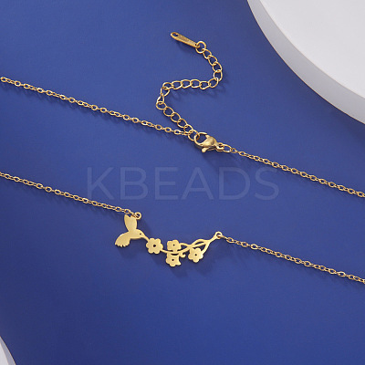 304 Stainless Steel Pendant Necklaces NJEW-H010-01G-1