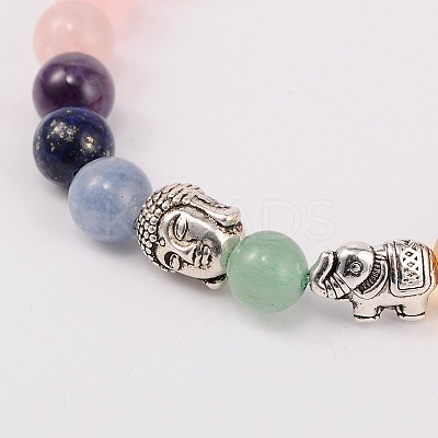 Stretch Buddhist Jewelry Multi-Color Gemstone Chakra Bracelets BJEW-JB01690-04-1