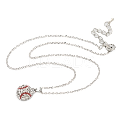 Zinc Alloy Crystal Rhinestone Sport Ball Pendant Cable Chain Necklaces NJEW-U024-01P-02-1