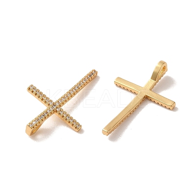 Brass Micro Pave Cubic Zirconia Pendants ZIRC-G146-19G-RS-1