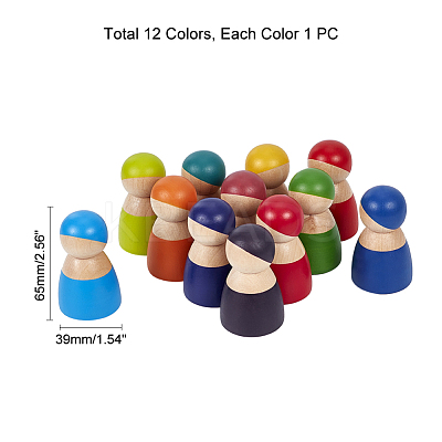 Rainbow Wooden Peg Dolls WOOD-WH0098-53-1
