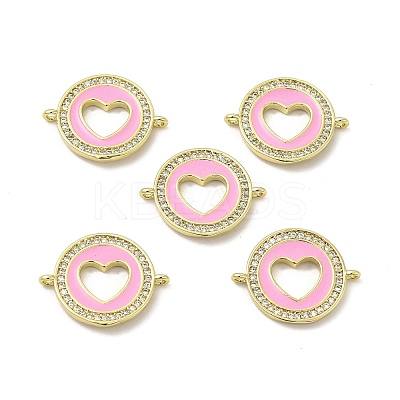Brass Micro Pave Clear Cubic Zirconia Connector Charms KK-E068-VB053-1-1