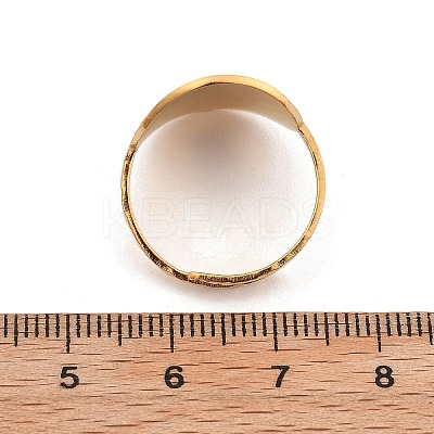 Flat Round 304 Stainless Steel Open Cuff Ring for Women RJEW-M049-01G-02-1
