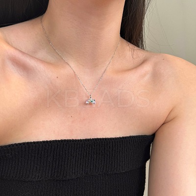 Rainbow 925 Sterling Silver Micro Pave Cubic Zirconia Pendant Necklaces for Women NJEW-F338-06P-1