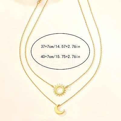 2Pcs Sun & Moon Alloy Pendant Necklaces FS-WGC7774-01-1