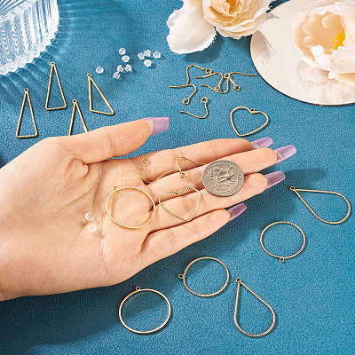 DIY Heart Triangle Teardrop Brass Dangle Earring Making Kits DIY-TA0012-94-1