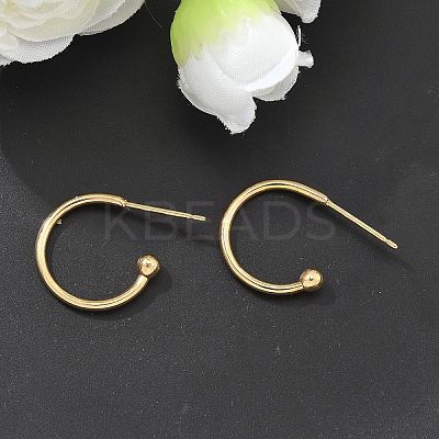304 Stainless Steel C-shaped Hoop Circle Ball Stud Earrings X-STAS-K204-04G-1