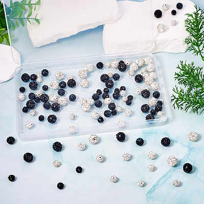 120Pcs 6 Styles Rhinestone Pave Disco Ball Beads RB-TA0001-14-1