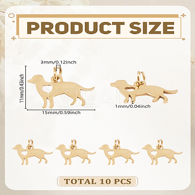 10Pcs 304 Stainless Steel Puppy Pendants STAS-LP0003-53-1
