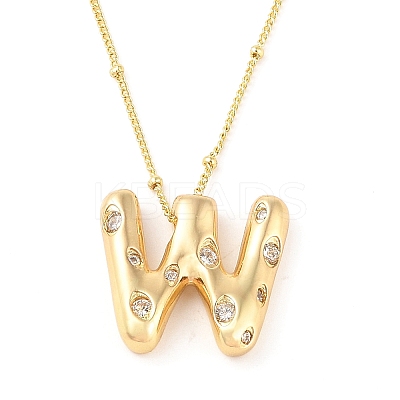 Brass Micro Pave Clear Cubic Zirconia Pendant Necklaces NJEW-Z038-01G-W-1