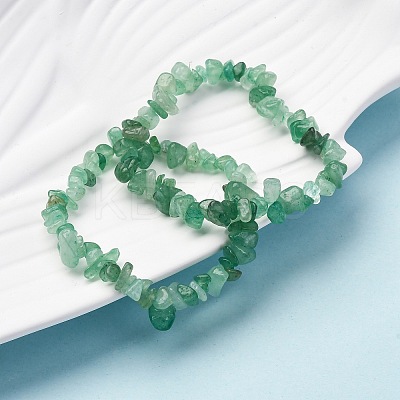 Natural Green Aventurine Chips Beaded Stretch Bracelet for Women PW-WG72437-03-1