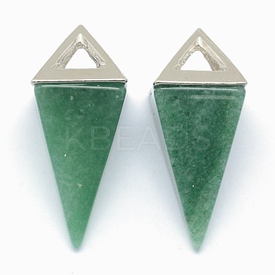 Natural Green Aventurine Pendants KK-E757-D-03P-1