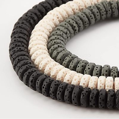 3 Strands 3 Colors Natural Lava Rock Beads Strands G-OC0002-83-1