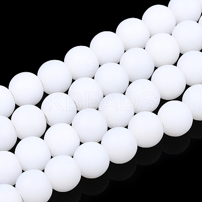 Imitation Jade Glass Beads Strands GLAA-T032-J8mm-MD01-1