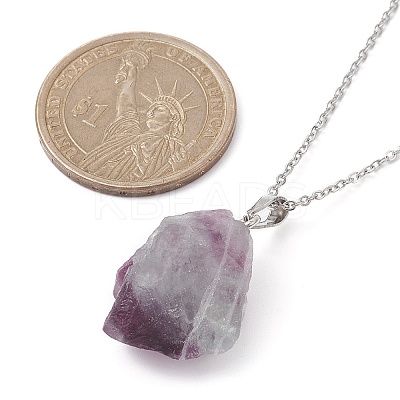 Natural Fluorite Nugget Pendant Necklaces NJEW-JN04507-01-1