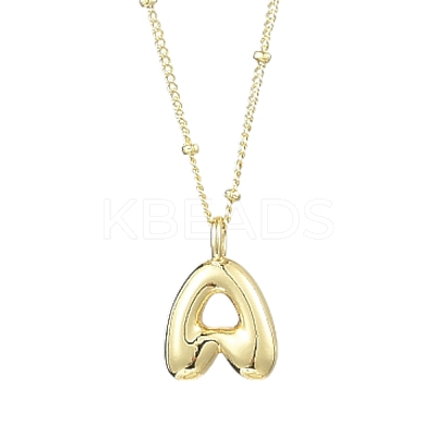 1Pc Initial Letter Brass Pendant Necklaces NJEW-YW0001-24A-1