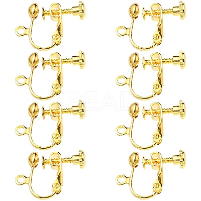 Rack Plated Brass Screw Clip-on Earring Findings KK-YW0001-10G-1