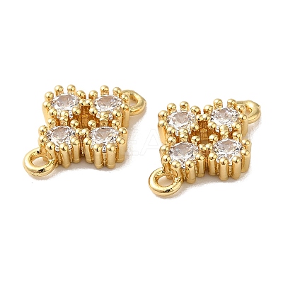 Rack Plating Brass Pave Cubic Zirconia Connector Charms KK-O142-44G-1
