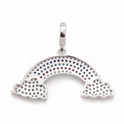 Rack Plating Brass Micro Pave Colorful Cubic Zirconia Pendants KK-M229-07P-1