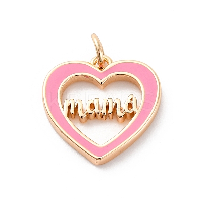 Mother's Day Brass Enamel Pendants KK-D360-21G-01-1