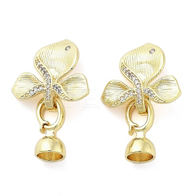 Brass Micro Pave Clear Cubic Zirconia Fold Over Clasps KK-Z080-05G-1