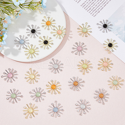 24Pcs 12 Colors Cat Eye Sun Pendants with Crystal Rhinestone FIND-FH0007-93-1