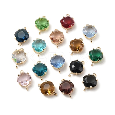 Brass K9 Glass Connector Charms KK-C024-54KCG-1