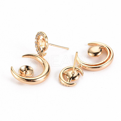 Brass Micro Pave Clear Cubic Zirconia Stud Earring Findings LS-KK-S356-246-NF-1