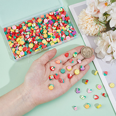 300Pcs 15 Style Handmade Polymer Clay Beads Accessories CLAY-GO0001-01-1