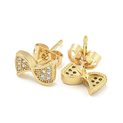 Brass Micro Pave Cubic Zirconia Ear Studs EJEW-P261-24A-G-1