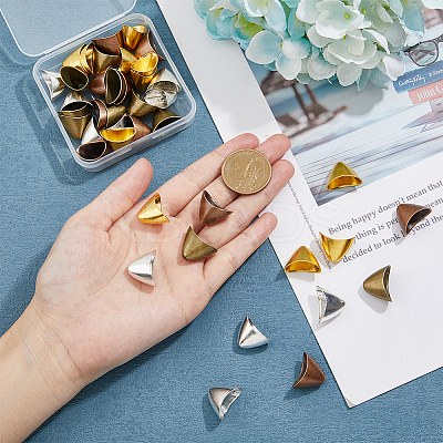 40Pcs 4 Colors Tibetan Style Alloy Triangle Apetalous Bead Cones FIND-DC0003-95-1