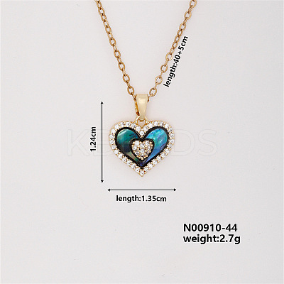 Vintage Brass Micro Pave Cubic Zirconia Heart Pendant Necklace for Women MF6183-2-1