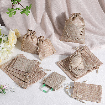 16Pcs 4 Styles Polyester Imitation Burlap Packing Pouches Drawstring Bags ABAG-BBC0001-01B-1