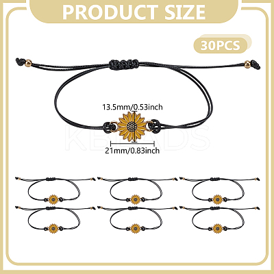 30Pcs Adjustable Waxed Cord Braided Bracelet for Women BJEW-GO0001-27-1