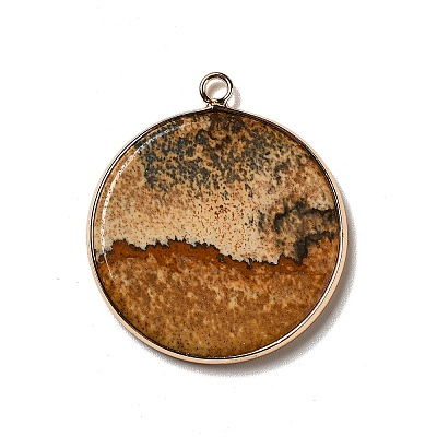 Natural Picture Jasper Pendants G-A213-01G-07-1